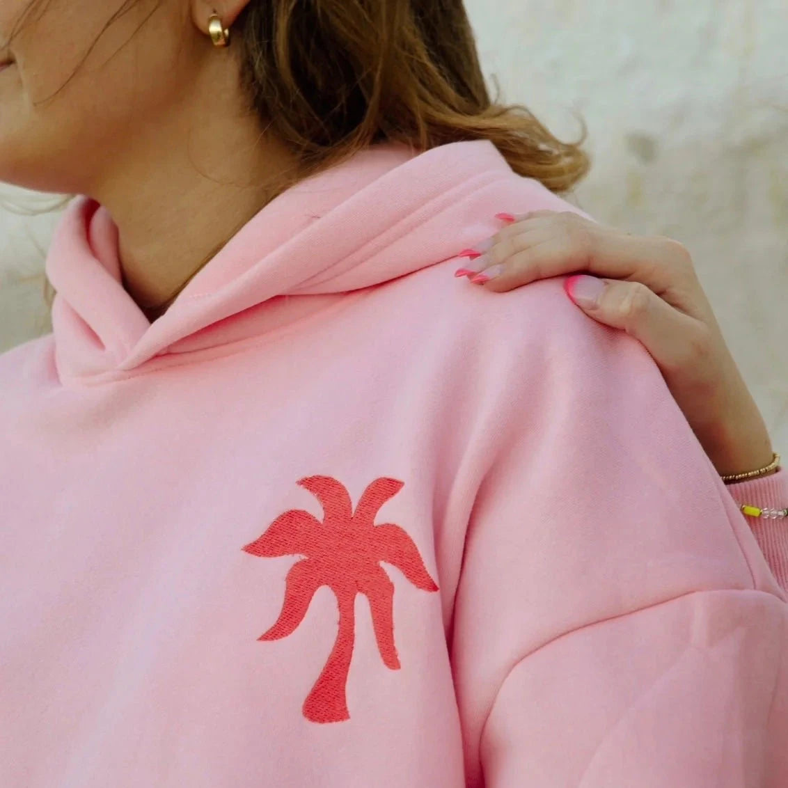 Viral Pink Palm Puff Hoodie